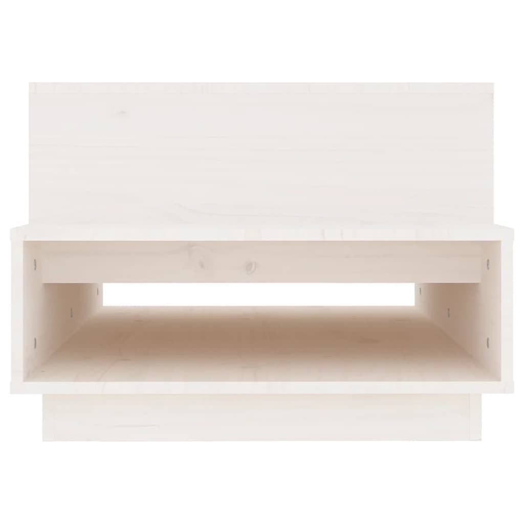 Tavolino da Salotto Bianco 80x55x40,5 cm Legno Massello di Pino | homemem39