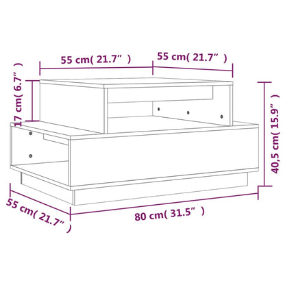 Tavolino da Salotto Bianco 80x55x40,5 cm Legno Massello di Pino | homemem39