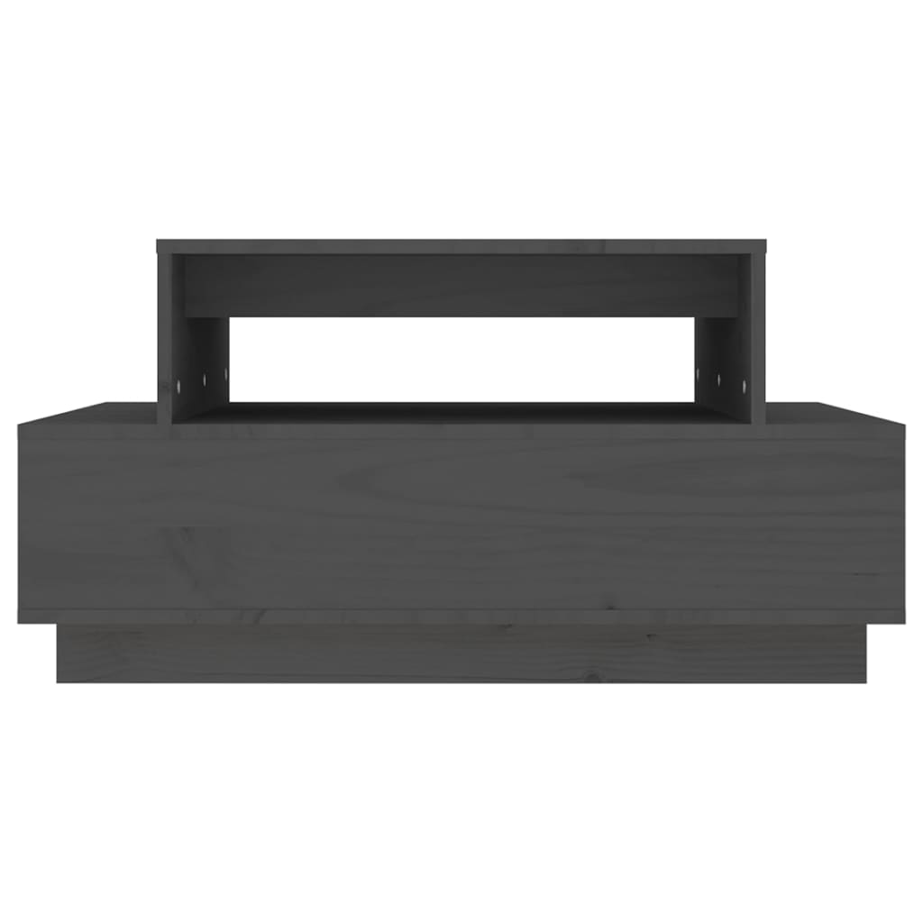 Tavolino da Salotto Grigio 80x55x40,5 cm Legno Massello di Pino