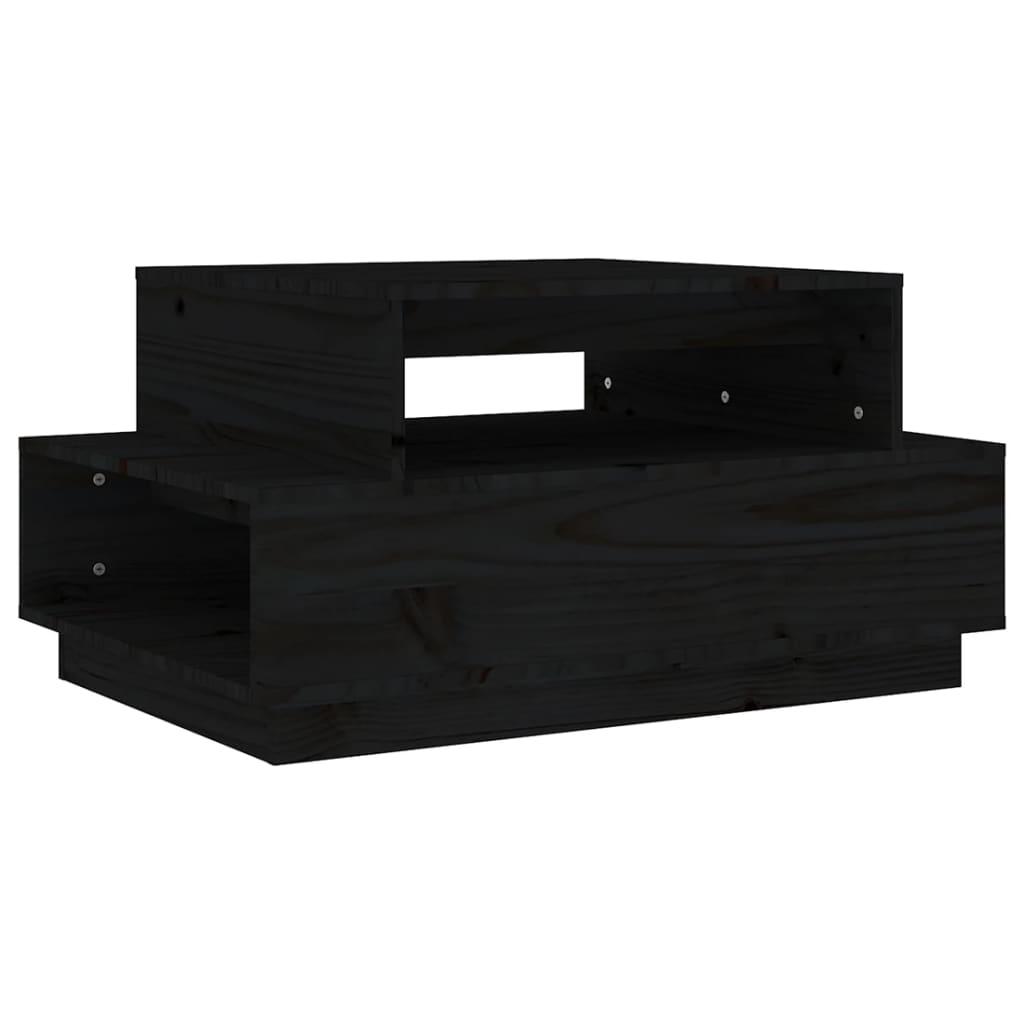 Tavolino da Salotto Nero 80x55x40,5 cm Legno Massello di Pino | homemem39