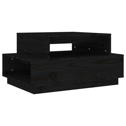 Tavolino da Salotto Nero 80x55x40,5 cm Legno Massello di Pino | homemem39