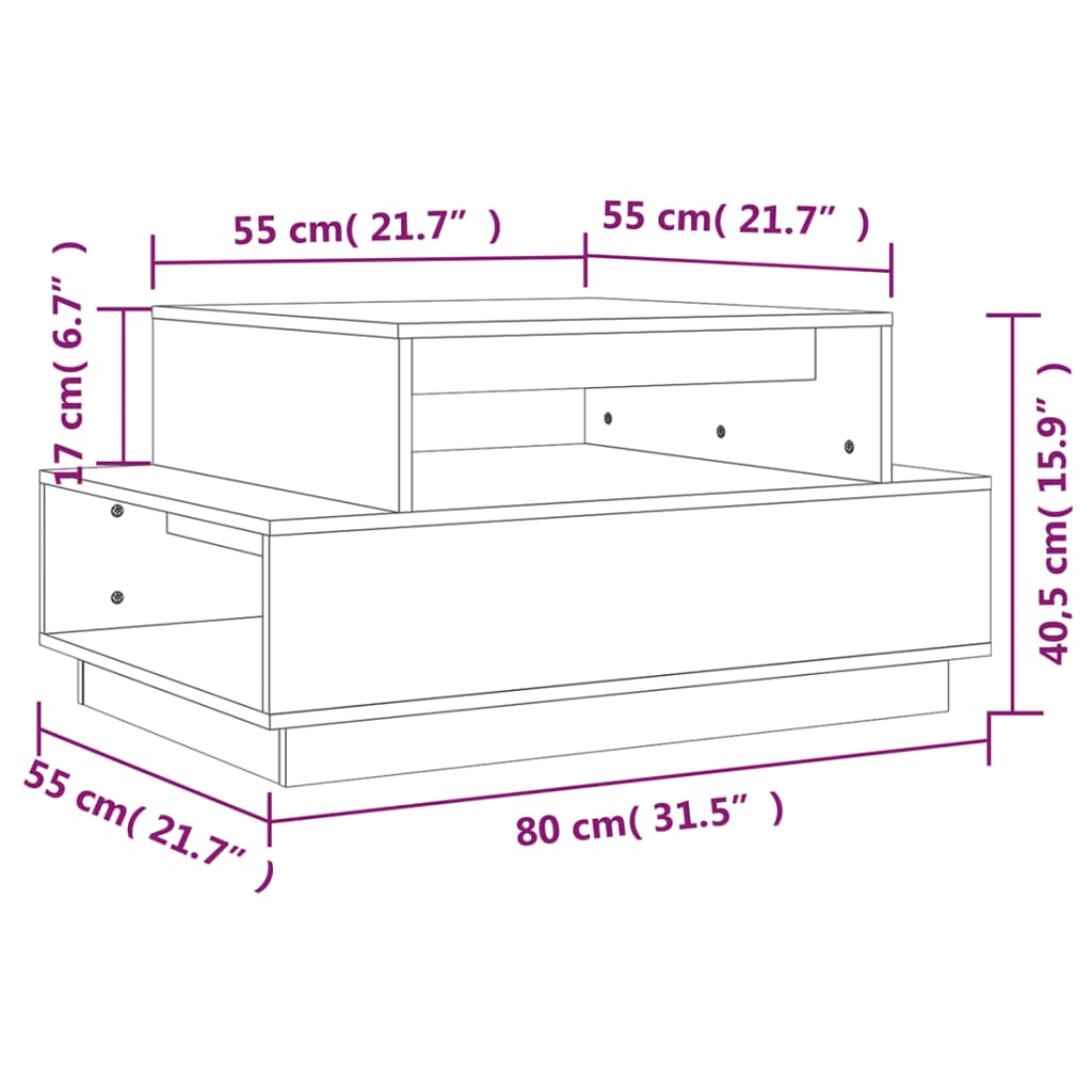Tavolino da Salotto Nero 80x55x40,5 cm Legno Massello di Pino | homemem39