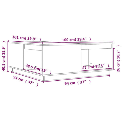 Tavolino da Salotto 100x101x40,5 cm in Legno Massello di Pino