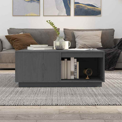 Tavolino da Salotto Grigio 100x101x40,5 cm Legno Massello Pino
