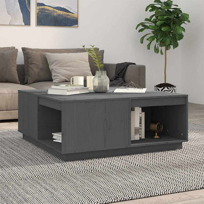 Tavolino da Salotto Grigio 100x101x40,5 cm Legno Massello Pino