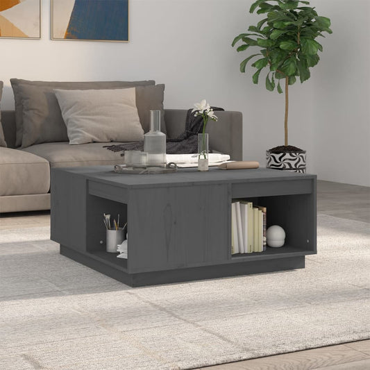 Tavolino da Salotto Grigio 80x81x36,5 cm Legno Massello di Pino | homemem39