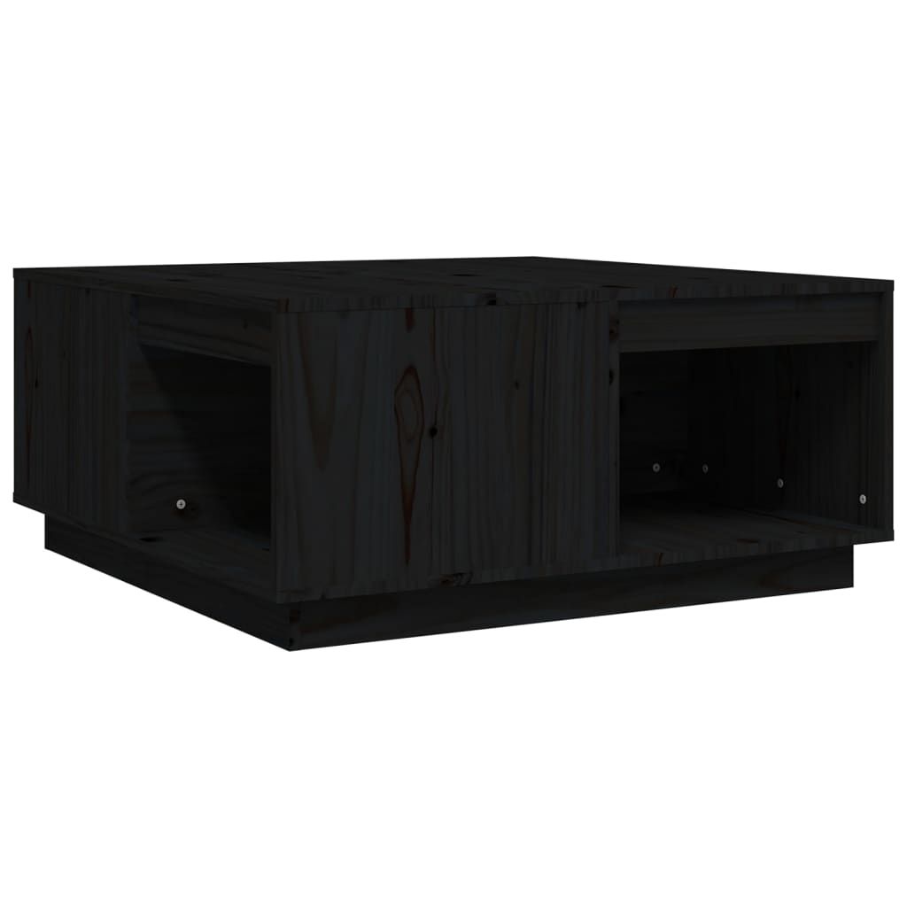 Tavolino da Salotto Nero 80x81x36,5 cm Legno Massello di Pino | homemem39
