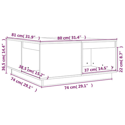 Tavolino da Salotto Nero 80x81x36,5 cm Legno Massello di Pino | homemem39