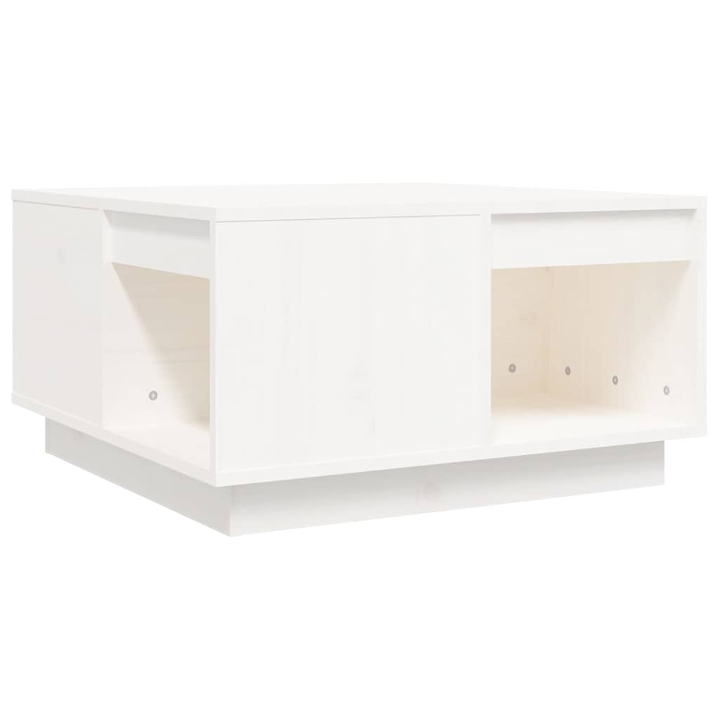 Tavolino da Salotto Bianco 60x61x32,5 cm Legno Massello di Pino