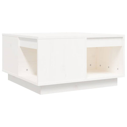 Tavolino da Salotto Bianco 60x61x32,5 cm Legno Massello di Pino