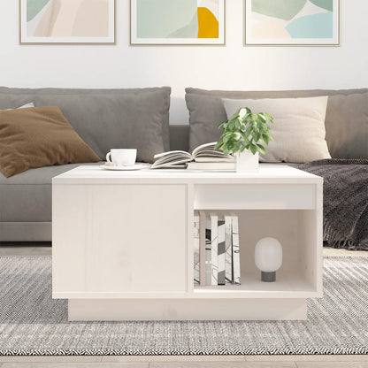 Tavolino da Salotto Bianco 60x61x32,5 cm Legno Massello di Pino | homemem39