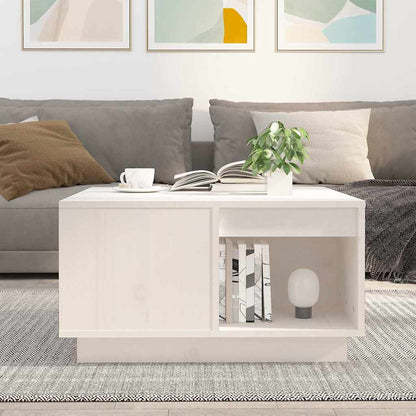Tavolino da Salotto Bianco 60x61x32,5 cm Legno Massello di Pino