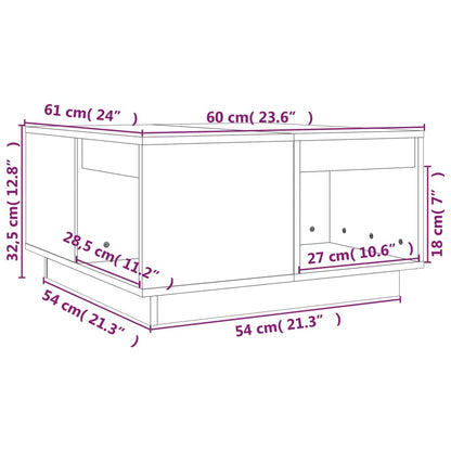 Tavolino da Salotto Bianco 60x61x32,5 cm Legno Massello di Pino | homemem39