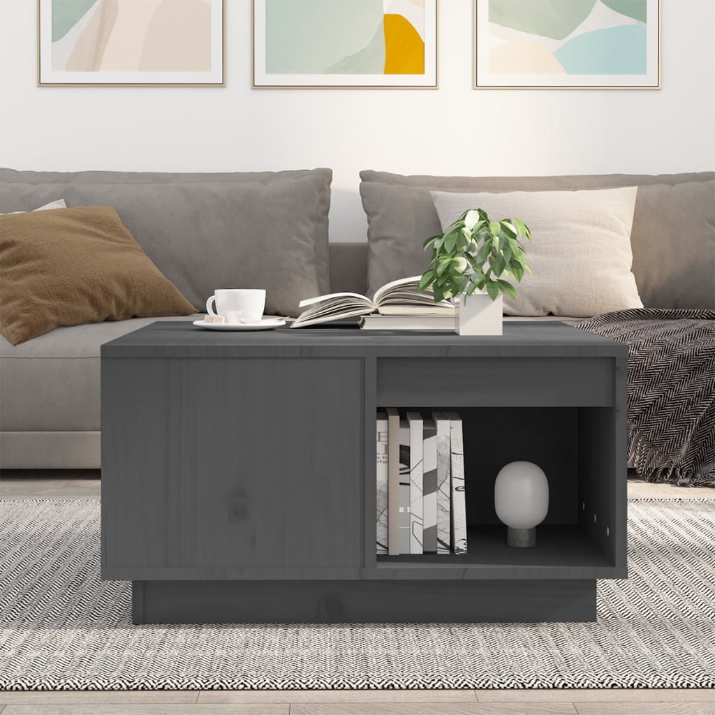 Tavolino da Salotto Nero 60x61x32,5 cm Legno Massello di Pino | homemem39