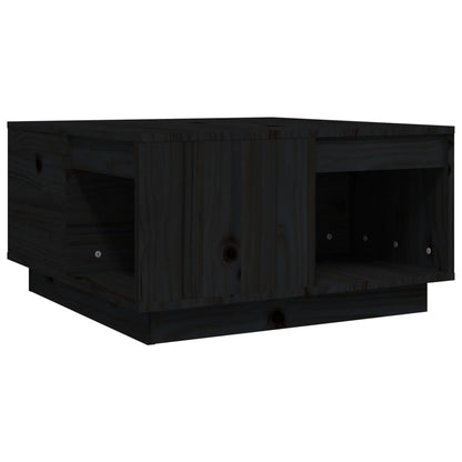 Tavolino da Salotto Nero 60x61x32,5 cm Legno Massello di Pino