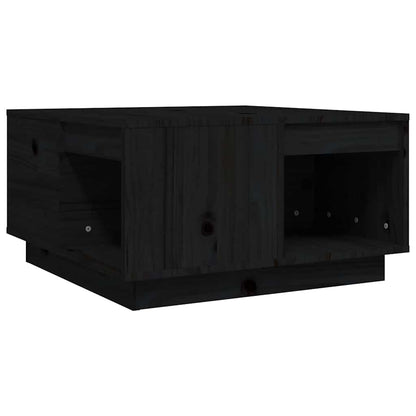 Tavolino da Salotto Nero 60x61x32,5 cm Legno Massello di Pino