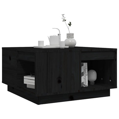 Tavolino da Salotto Nero 60x61x32,5 cm Legno Massello di Pino