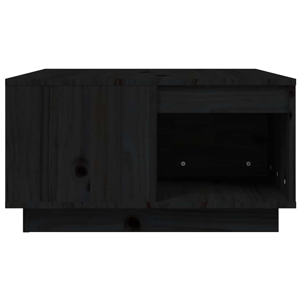 Tavolino da Salotto Nero 60x61x32,5 cm Legno Massello di Pino