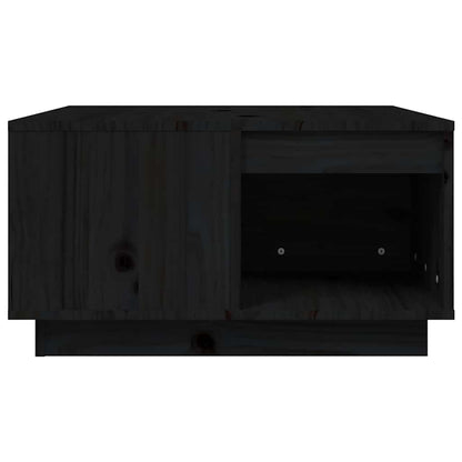 Tavolino da Salotto Nero 60x61x32,5 cm Legno Massello di Pino