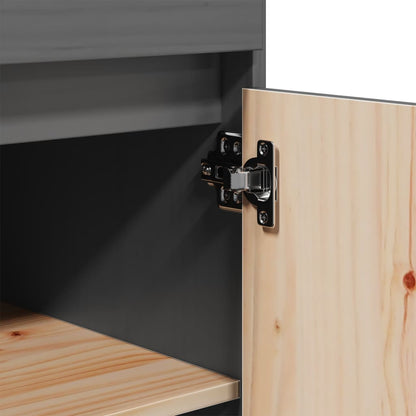 Credenza Grigia 60x40x116,5 cm in Legno Massello di Pino - homemem39