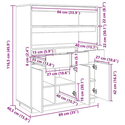 Credenza ambra 89x40x116,5 cm in Legno Massello di Pino - homemem39