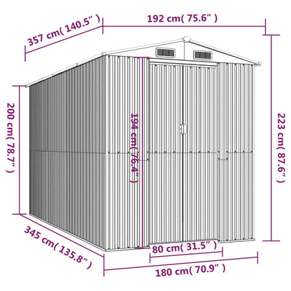 Capanno da Giardino Verde 192x357x223 cm Acciaio Zincato | homemem39