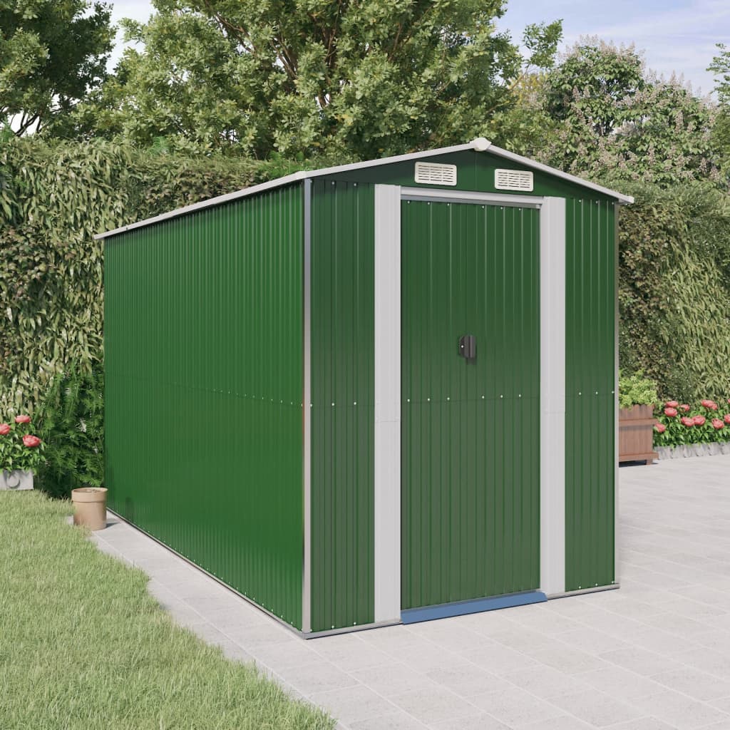 Capanno da Giardino Verde 192x357x223 cm Acciaio Zincato | homemem39