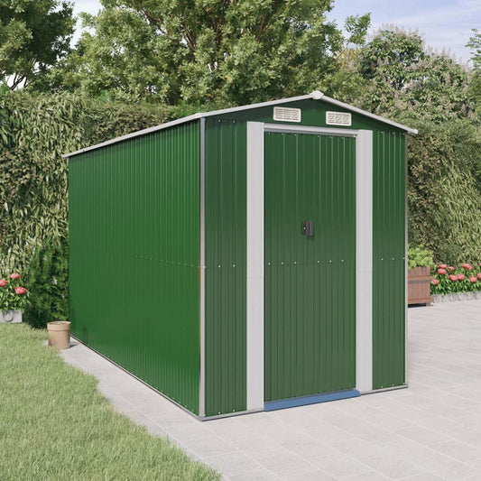 Capanno da Giardino Verde 192x357x223 cm Acciaio Zincato | homemem39