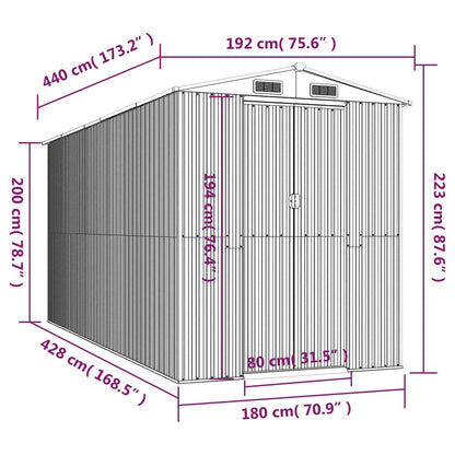 Capanno da Giardino Verde 192x440x223 cm Acciaio Zincato | homemem39