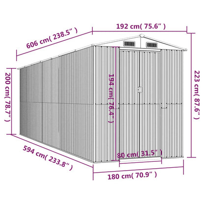 Capanno da Giardino Verde 192x606x223 cm Acciaio Zincato | homemem39