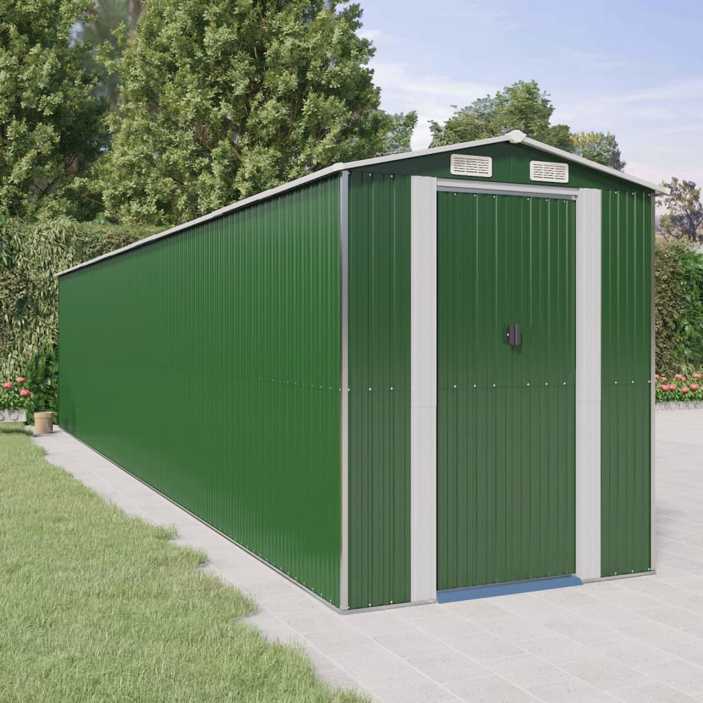 Capanno da Giardino Verde 192x938x223 cm Acciaio Zincato - homemem39