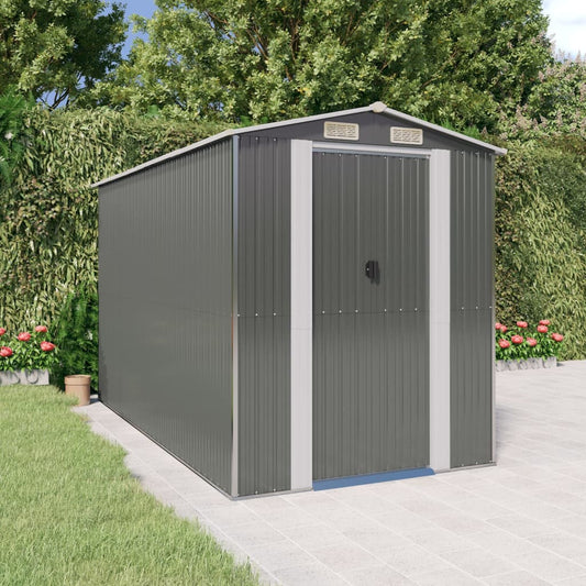 Capanno da Giardino Grigio Chiaro 192x357x223cm Acciaio Zincato | homemem39