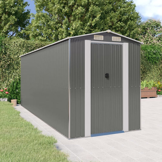 Capanno da Giardino Grigio Chiaro 192x523x223cm Acciaio Zincato | homemem39