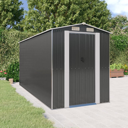Capanno da Giardino Antracite 192x440x223 cm in Acciaio Zincato | homemem39
