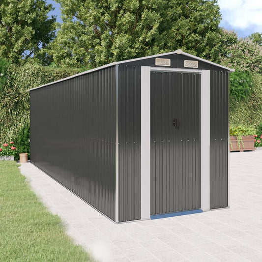 Capanno da Giardino Antracite 192x606x223 cm in Acciaio Zincato | homemem39