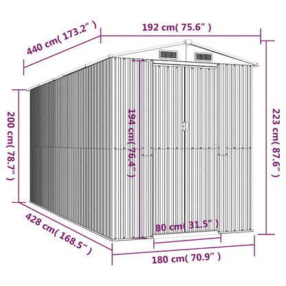 Capanno da Giardino Marrone Scuro 192x440x223cm Acciaio Zincato | homemem39