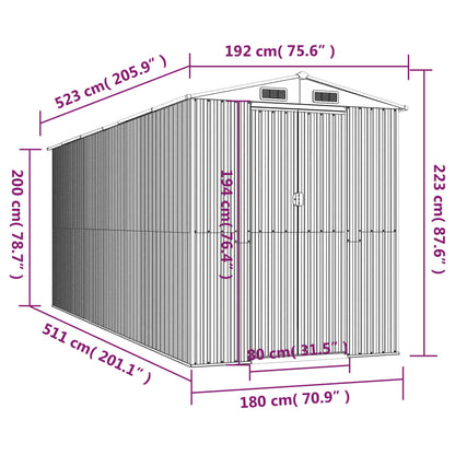Capanno da Giardino Marrone Scuro 192x523x223cm Acciaio Zincato | homemem39