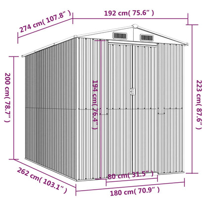 Capanno Giardino Marrone Chiaro 192x274x223 cm Acciaio Zincato | homemem39