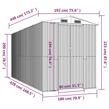 Capanno Giardino Marrone Chiaro 192x440x223 cm Acciaio Zincato | homemem39