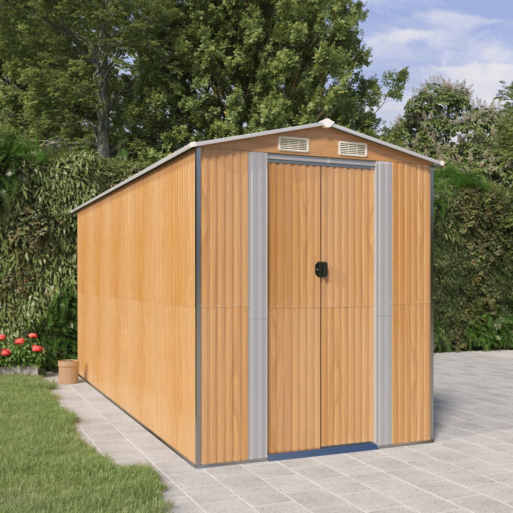 Capanno Giardino Marrone Chiaro 192x440x223 cm Acciaio Zincato | homemem39