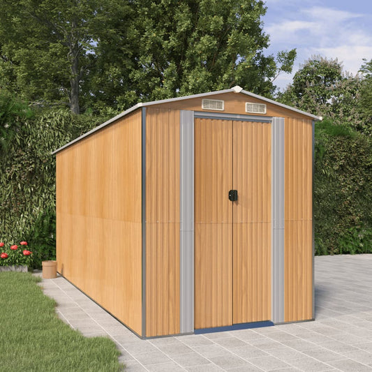 Capanno Giardino Marrone Chiaro 192x440x223 cm Acciaio Zincato | homemem39