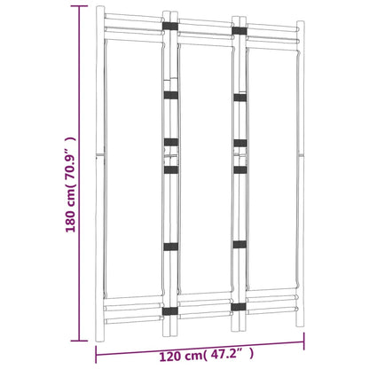 3-Panel Folding Room Divider 120 cm Bamboo and Canvas