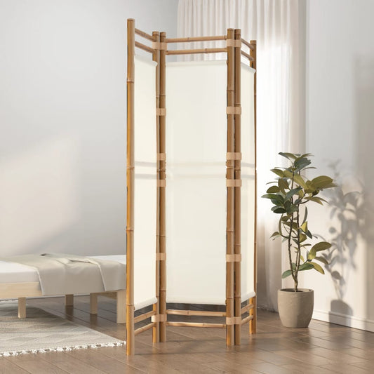 3-Panel Folding Room Divider 120 cm Bamboo and Canvas
