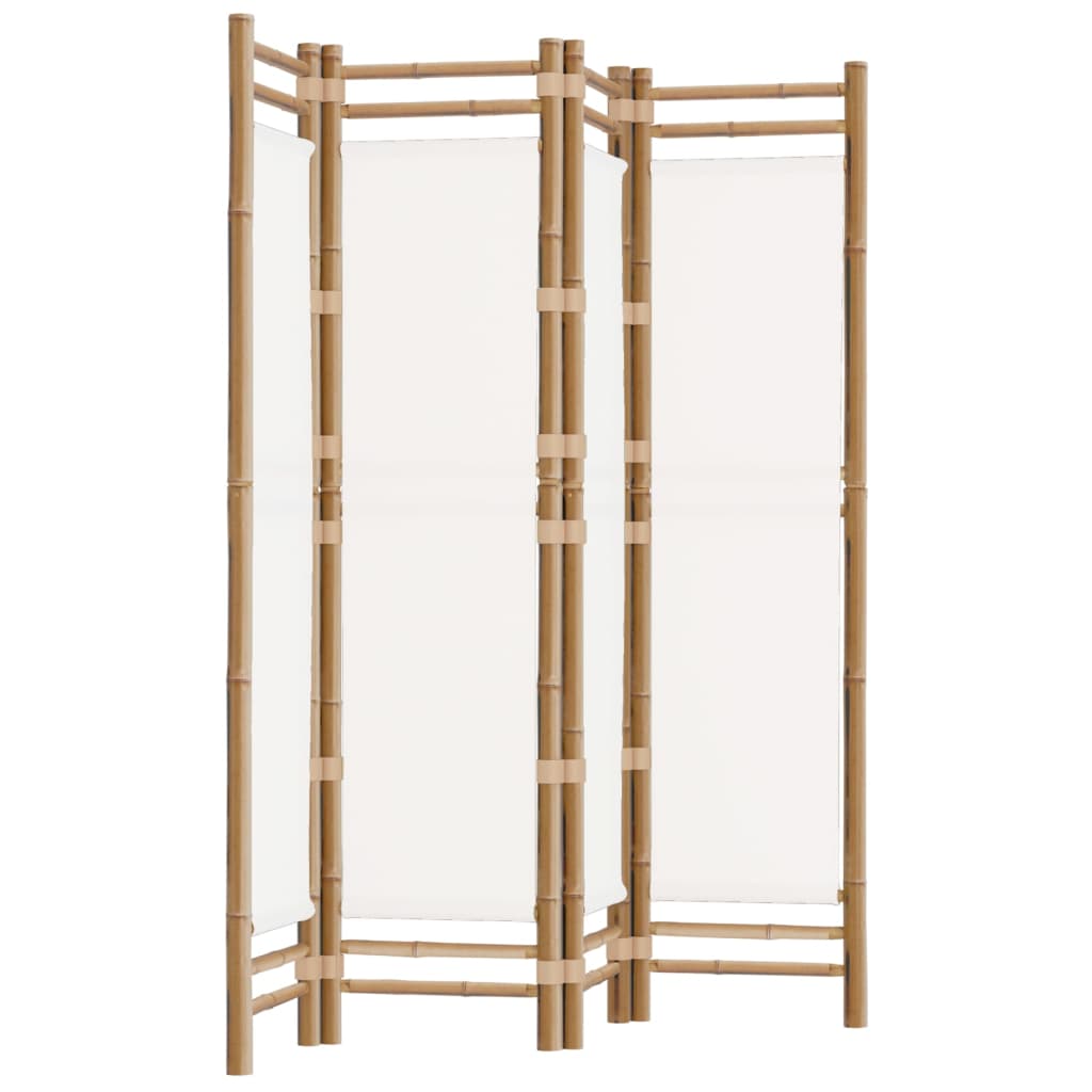 Folding Room Divider 4 Panels 160 cm Bamboo and Canvas