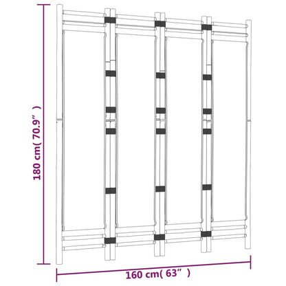 Folding Room Divider 4 Panels 160 cm Bamboo and Canvas