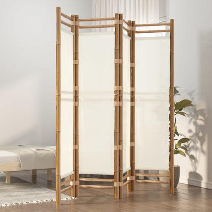 Folding Room Divider 4 Panels 160 cm Bamboo and Canvas