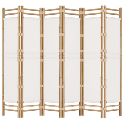 Divisorio Ambienti 6 Pannelli Pieghevole 240 cm Bambù e Tela