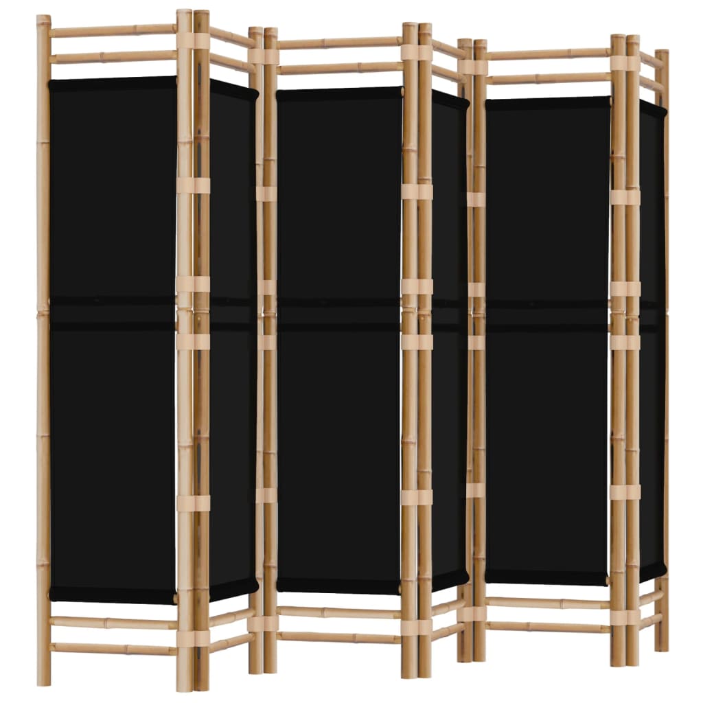 Divisorio Ambienti 6 Pannelli Pieghevole 240 cm Bambù e Tela