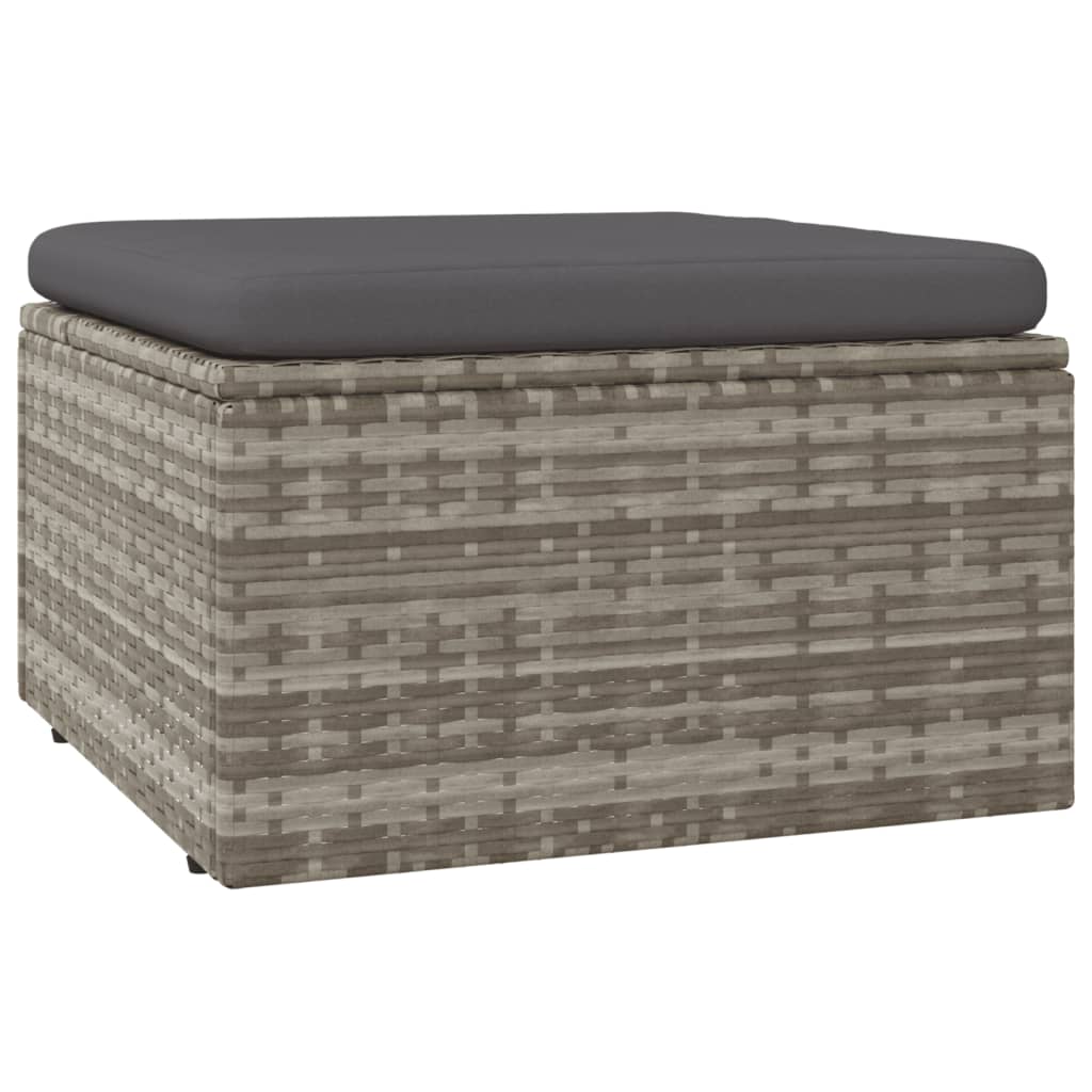 Poggiapiedi Giardino con Cuscino Grigio 55x55x30 cm Polyrattan | homemem39