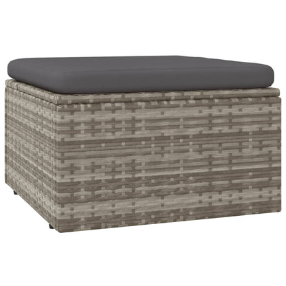 Poggiapiedi Giardino con Cuscino Grigio 55x55x30 cm Polyrattan | homemem39